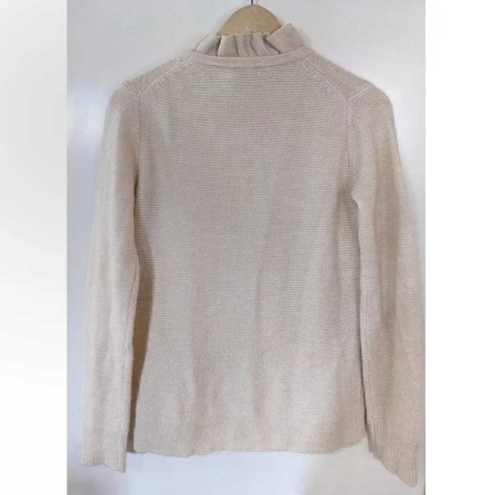 J Crew | Ruffle Neck Sweater in Cream - Picture 3 of 8